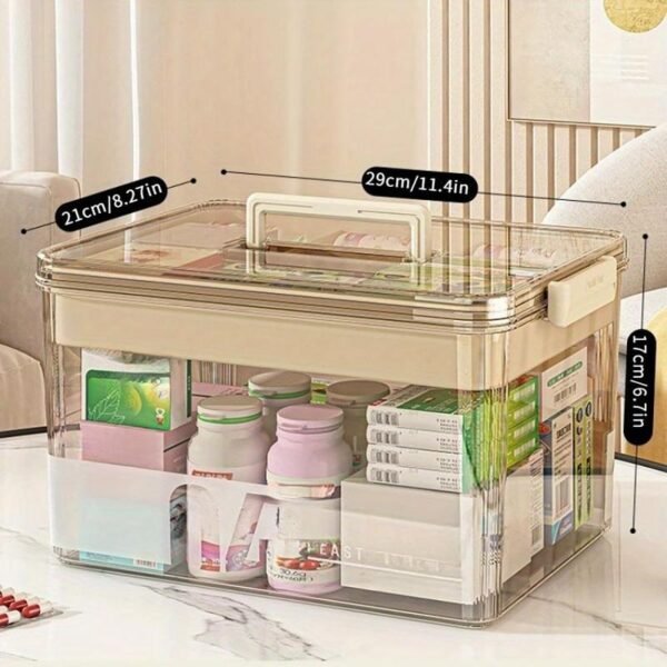 Clear Medicine Storage Box with Handle Home Organizer